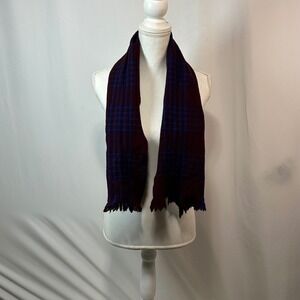 Mens Plaid Scarf Burgundy‎ & Blue, Woven, Winter Accessory